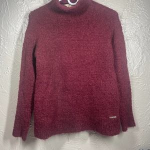 Michael Kors High Neck‎ Wool Blend Sweater Red Fleece Plush Size Small